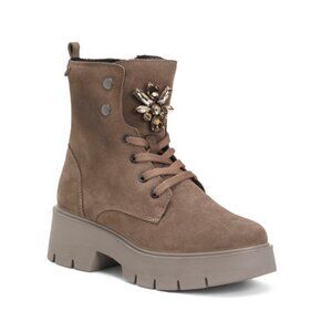 IGI&CO Brown Made In Italy Suede Comfort Lace Up Booties